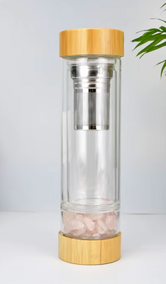 Bouteille infuseur en quartz rose
