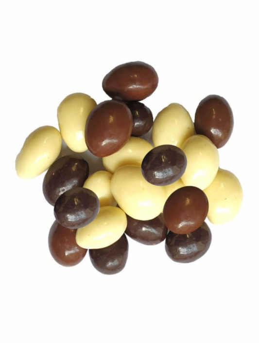 Amandes enrobées trois chocolats