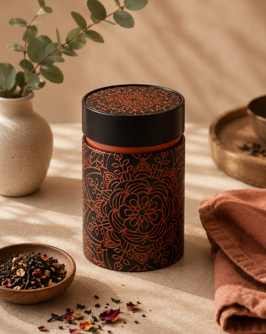 Boîte mandala noir et rouge