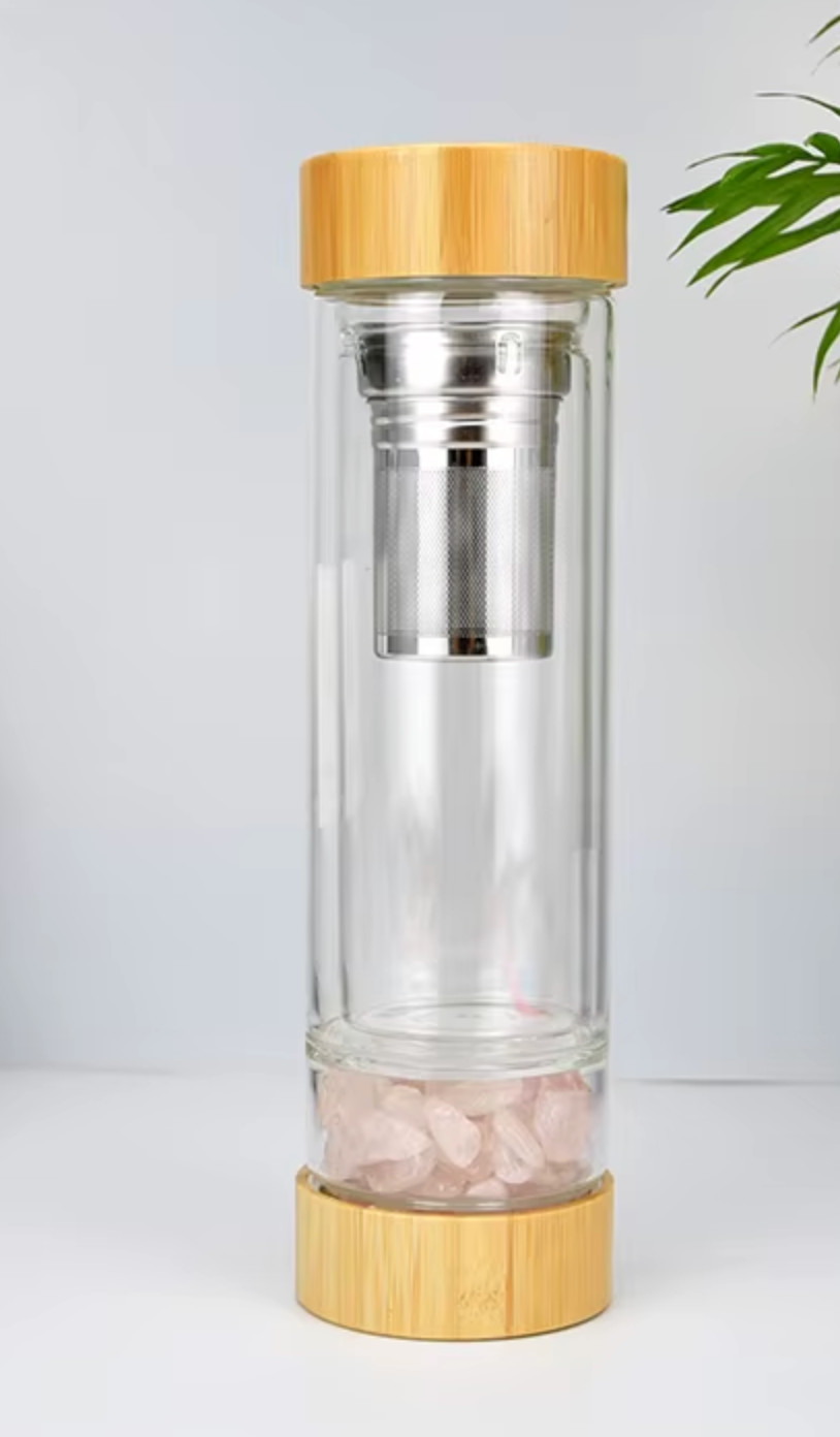 Bouteille infuseur en quartz rose